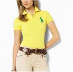 polo ralph lauren cotton t-shirt 2013 retail high collar femmes france big pony lq yellow green